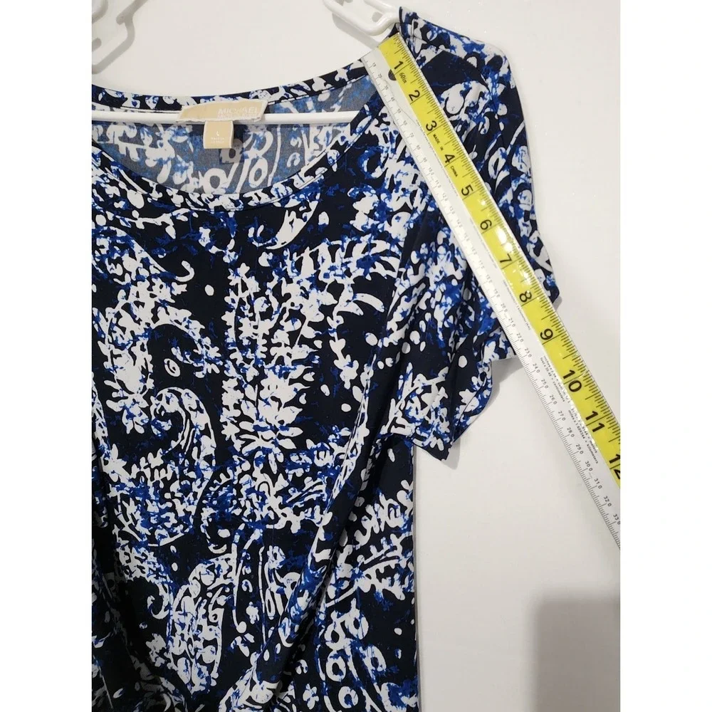 Michael Kors Women's Floral Elegant Classy Dress Blue/White Size‎ L